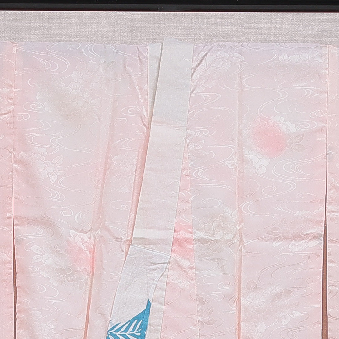 長襦袢 無双袖 身丈138cm 裄丈66cm 正絹 Aランク 2XLサイズ 牡丹 ピンク系 HP 1239-16556