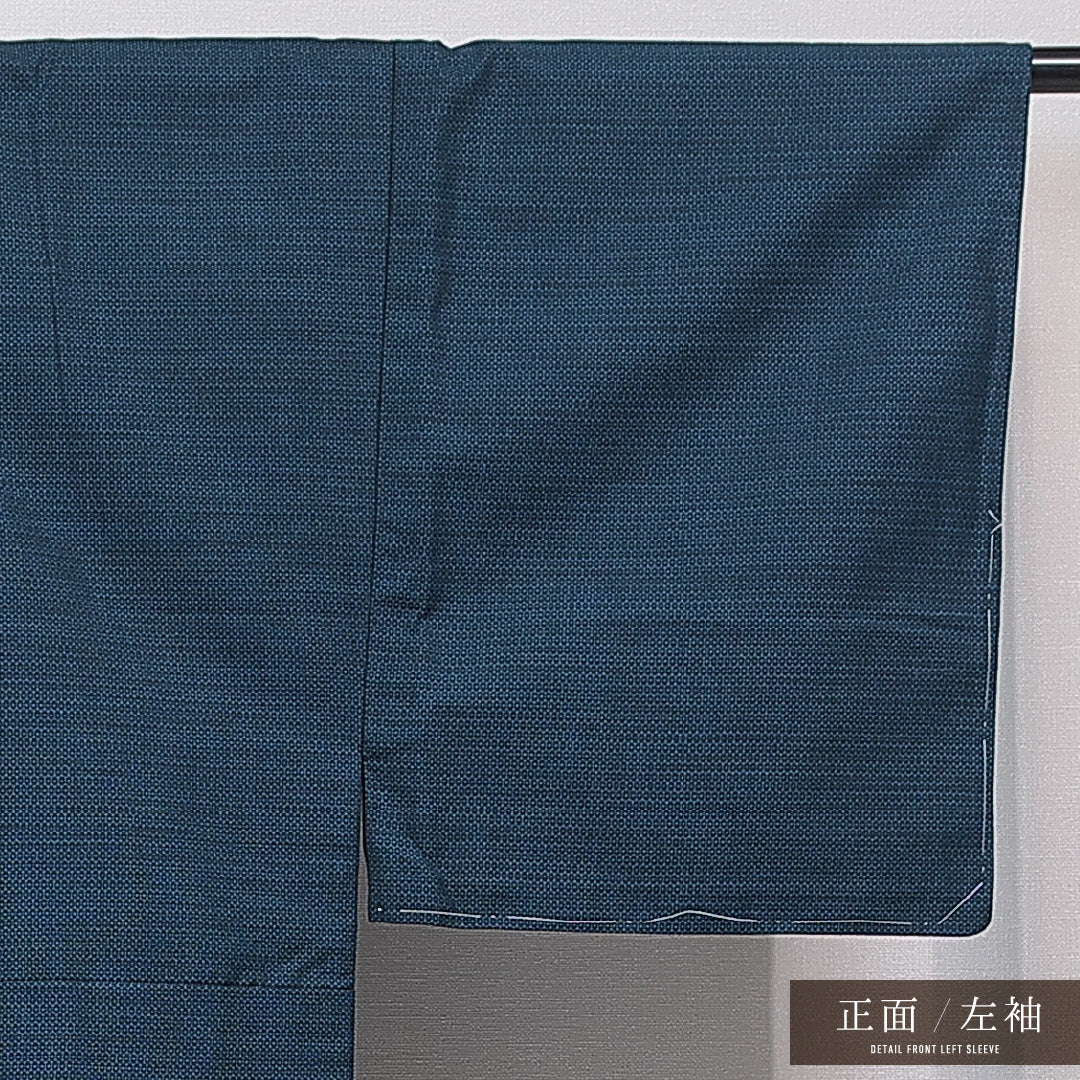 ウールの男着物（紬） 洗える着物 単衣 身丈139cm 裄丈67cm ウール Cランク Sサイズ 棒衿 カジュアル 肩当て 亀甲 1219-15764