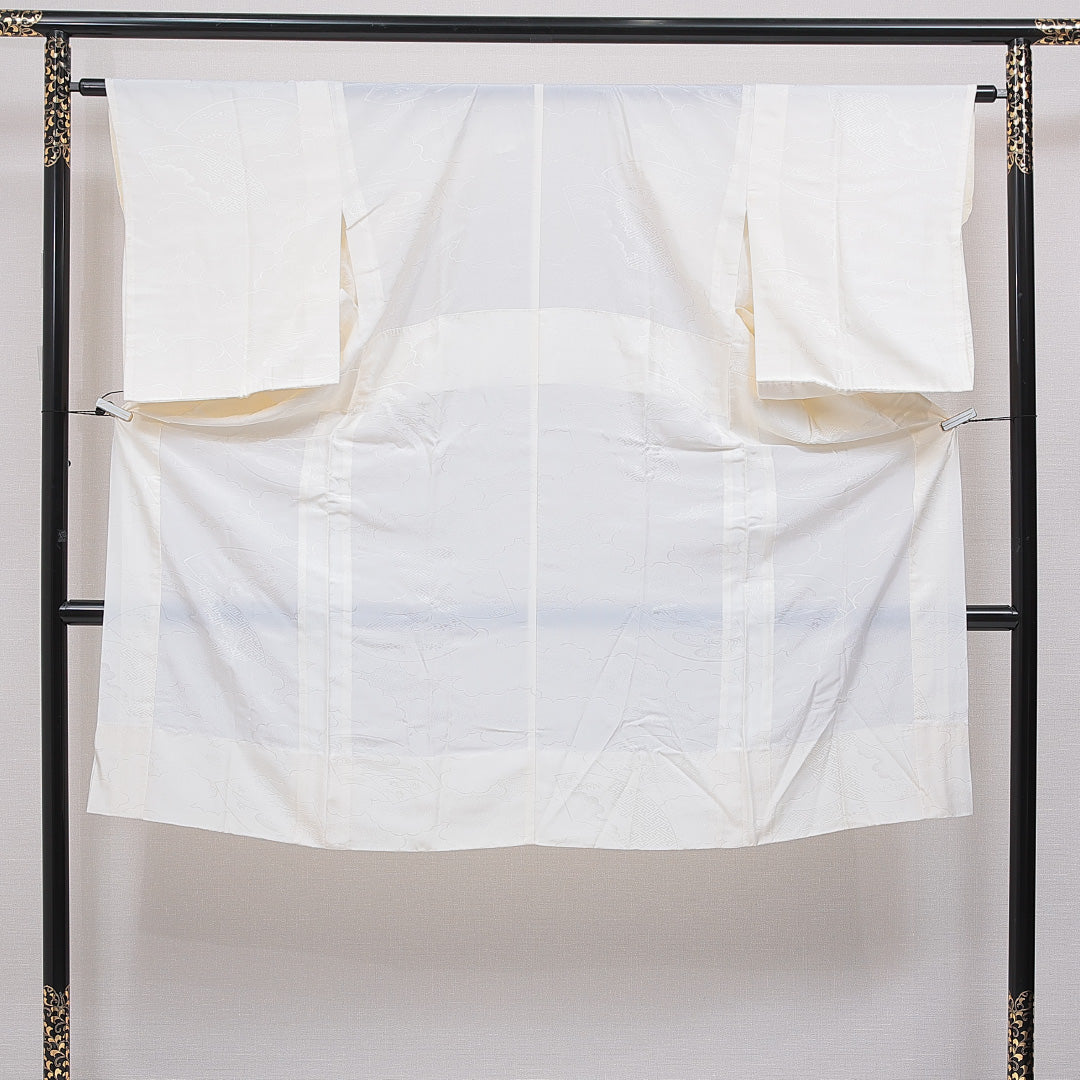 長襦袢 無双袖 身丈123cm 裄丈63cm 正絹 Aランク Sサイズ 古典柄 クリーム系 RP 1239-16711