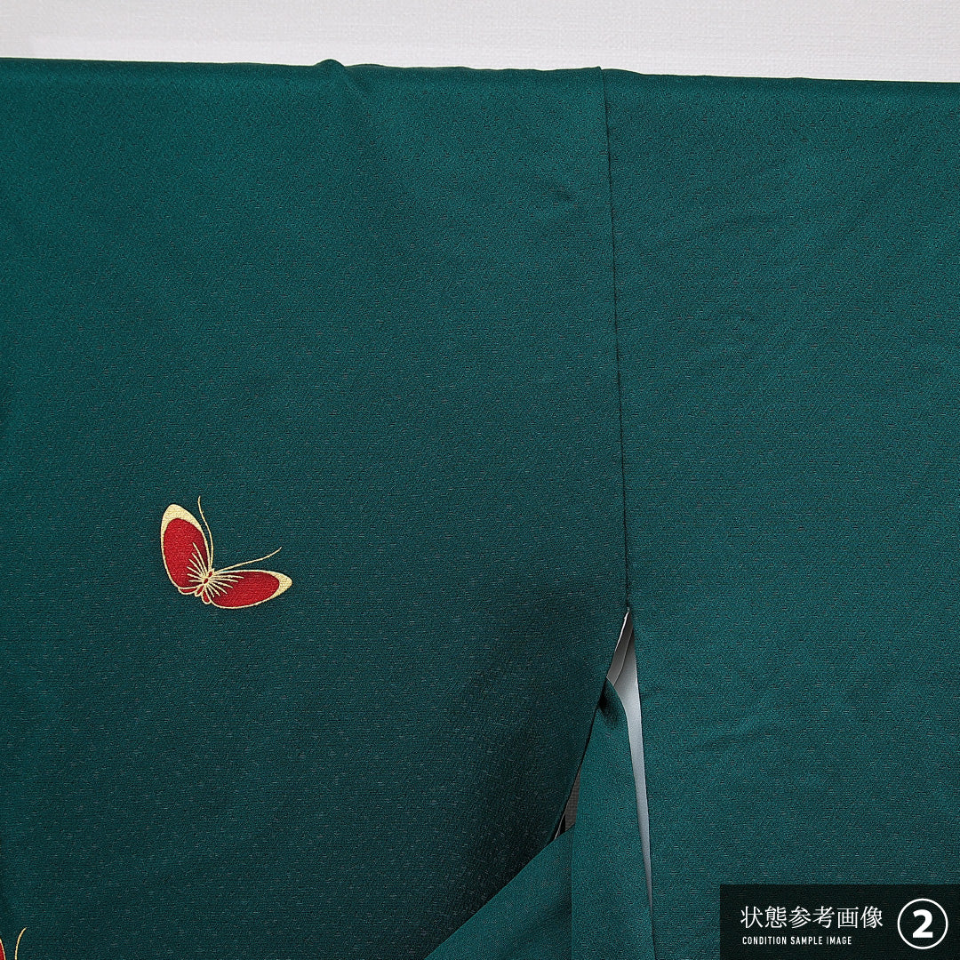 振袖 袷 身丈163cm 裄丈65cm フォーマル Aランク Lサイズ 正絹 広衿 蝶 牡丹 1213-F0715