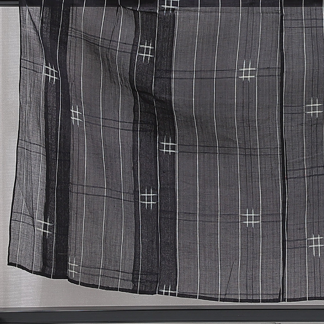 麻の紬（小千谷縮） 夏物 洗える着物 夏物 身丈156cm 裄丈63cm 麻 Sランク Mサイズ バチ衿 カジュアル 縞 紺系 1216-15351