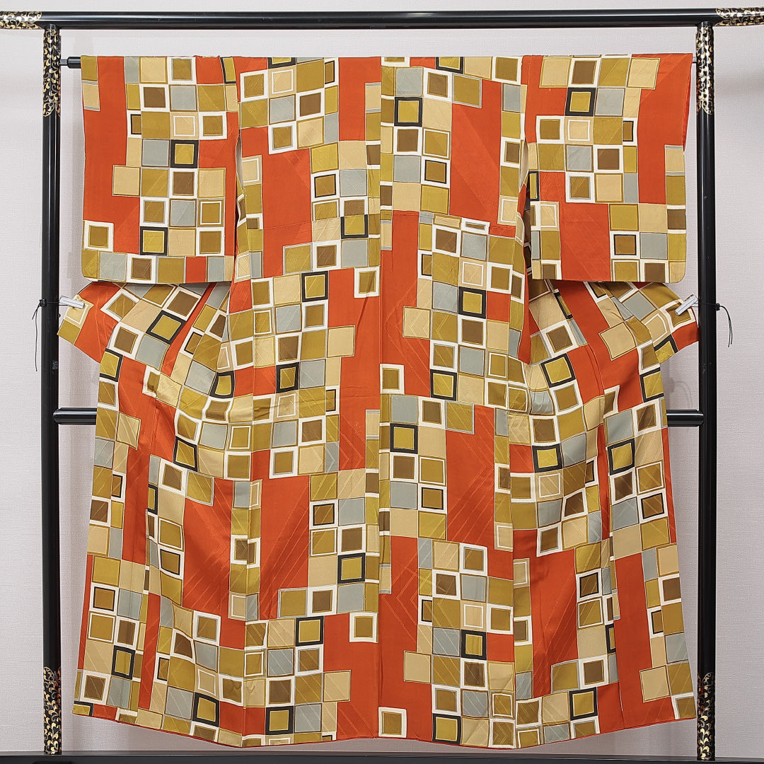 アンティーク 小紋】 袷 身丈152cm 裄丈65cm 正絹 Aランク Sサイズ 広