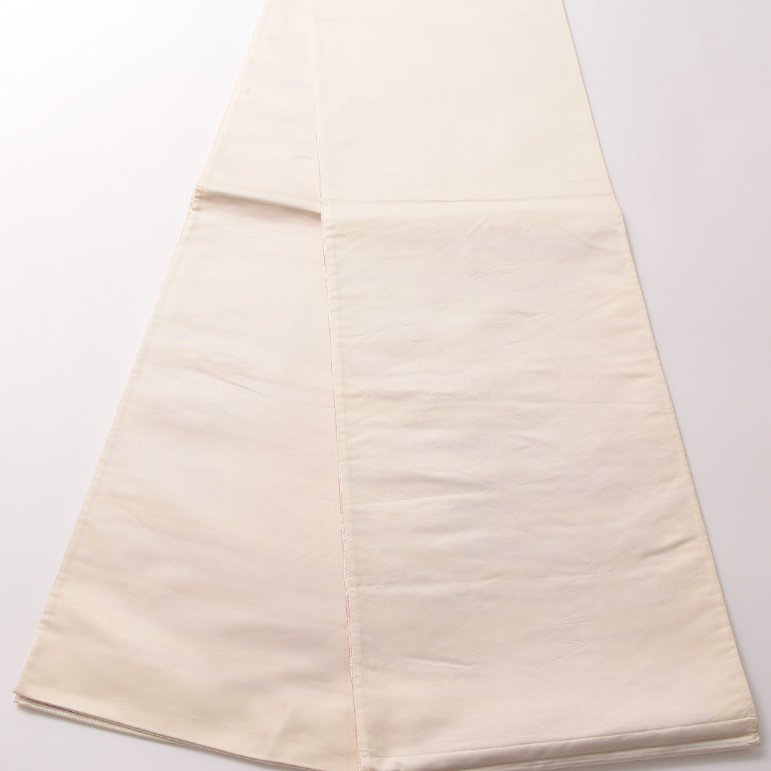 袋帯 帯丈430cm 正絹 六通 セミフォーマル 青海波 菊 白系 ピンク系 1243-01869