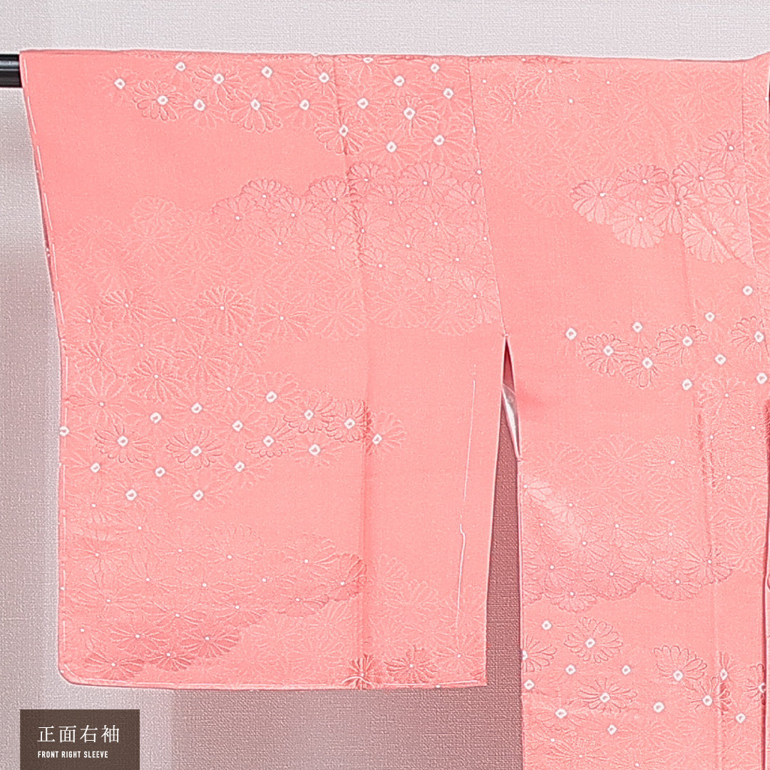 道行コート 袷 身丈85cm 裄丈63cm 正絹 Sランク セミフォーマル Sサイズ 菊 ピンク系 RP 1237-16194