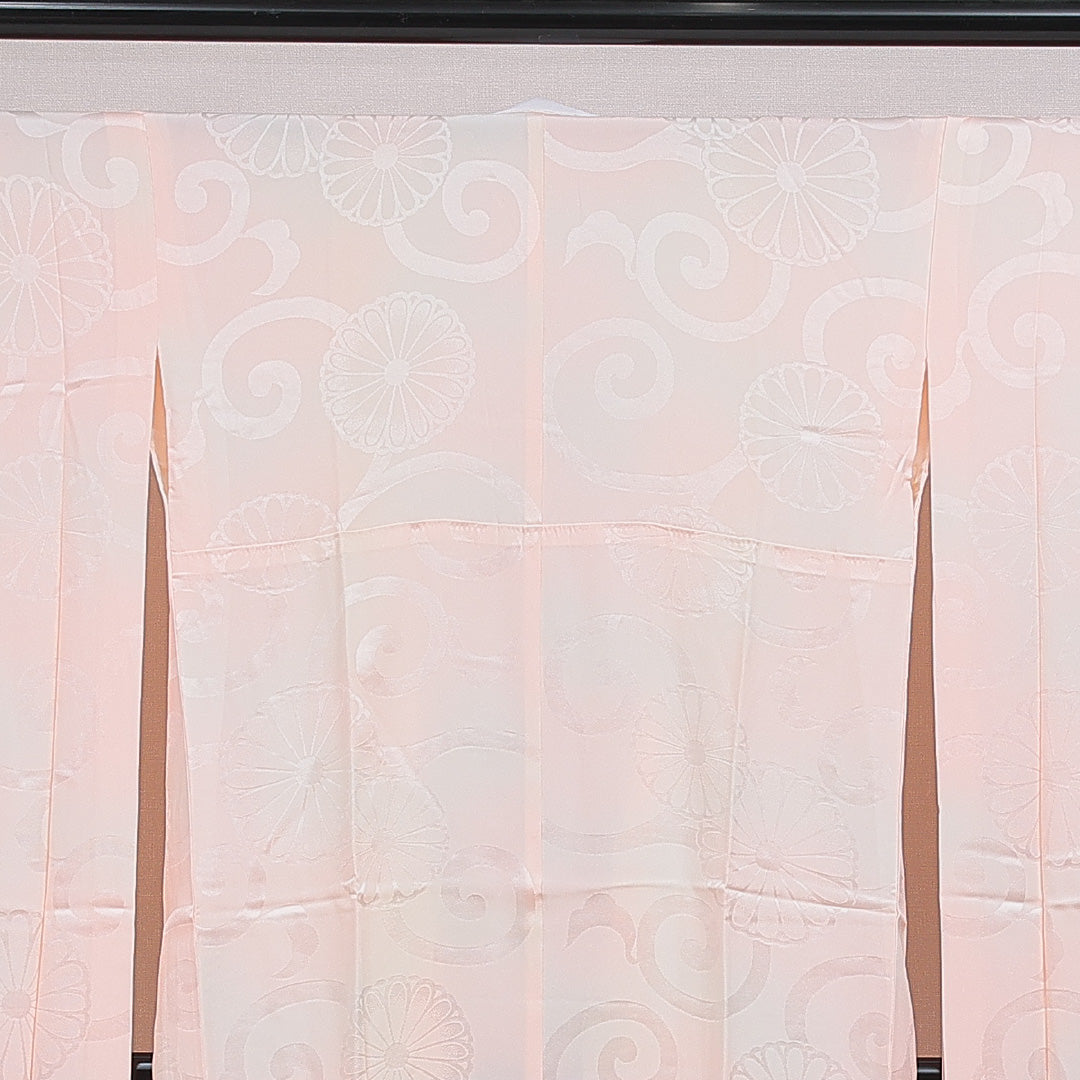 振袖用 長襦袢 無双袖 身丈124cm 裄丈63cm 正絹 Sランク Mサイズ 唐華 菊 ピンク系 M4 1240-16530
