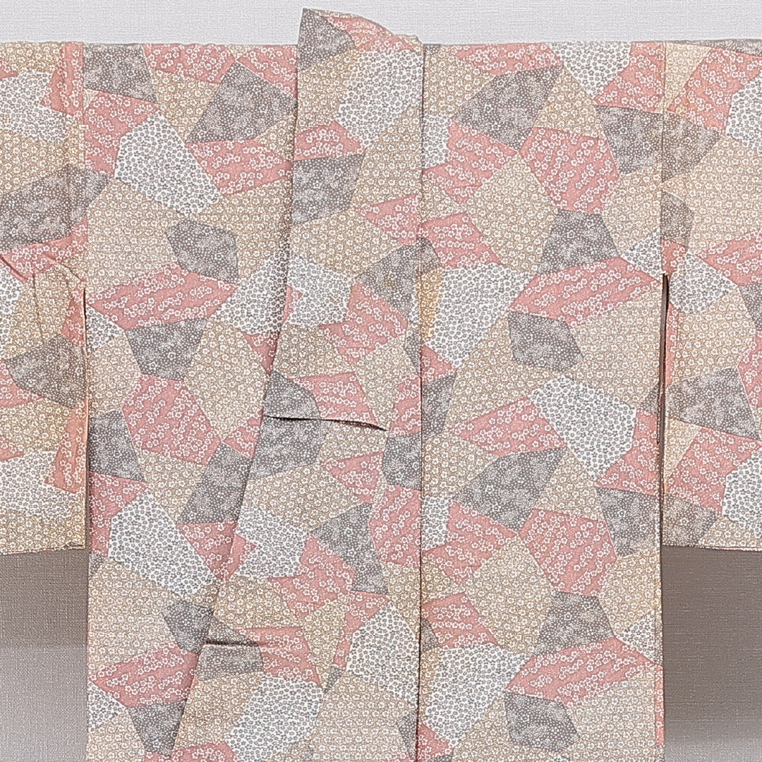 小紋 洗える着物 袷 身丈159cm 裄丈63cm ポリエステル Cランク Mサイズ 広衿 インフォーマル 寄せ柄 桜 多色系 1215-16098