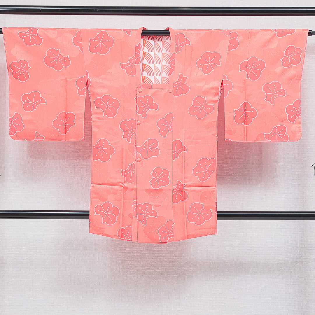 道行コート 袷 身丈87cm 裄丈64cm 正絹 Sランク Mサイズ セミフォーマル ポケットあり 梅 ピンク系 1263-16864