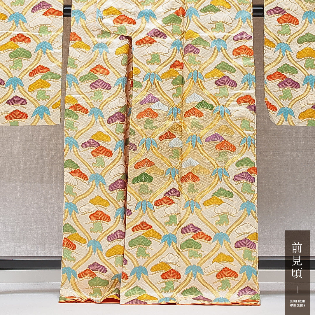 振袖 袷 身丈165cm 裄丈66cm セミフォーマル Sランク XLサイズ 正絹 広衿 笠松 金駒刺繍 1213-F0733