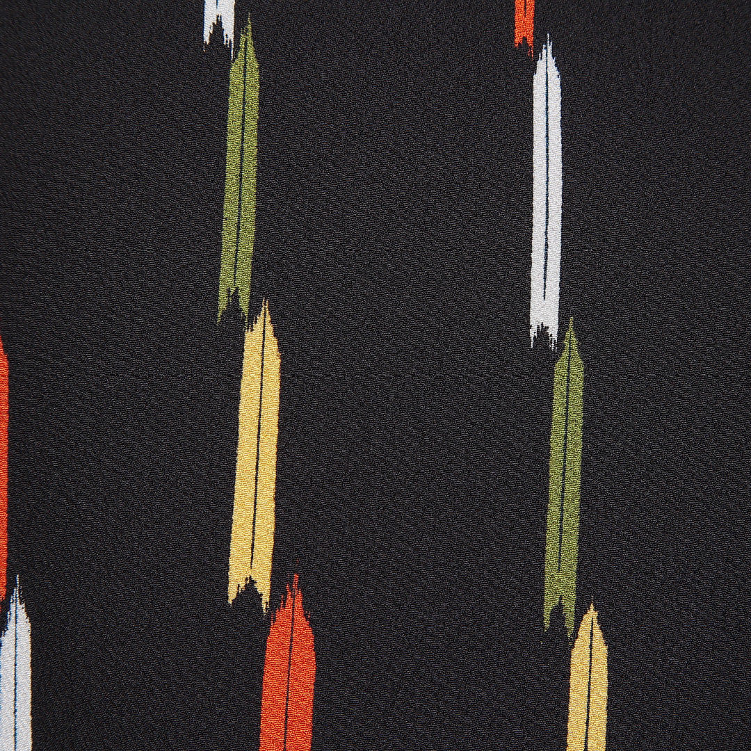 小紋 袷 身丈168cm 裄丈65cm 正絹 Sランク XLサイズ 広衿 インフォーマル 縞 黒系 多色系 1215-15485