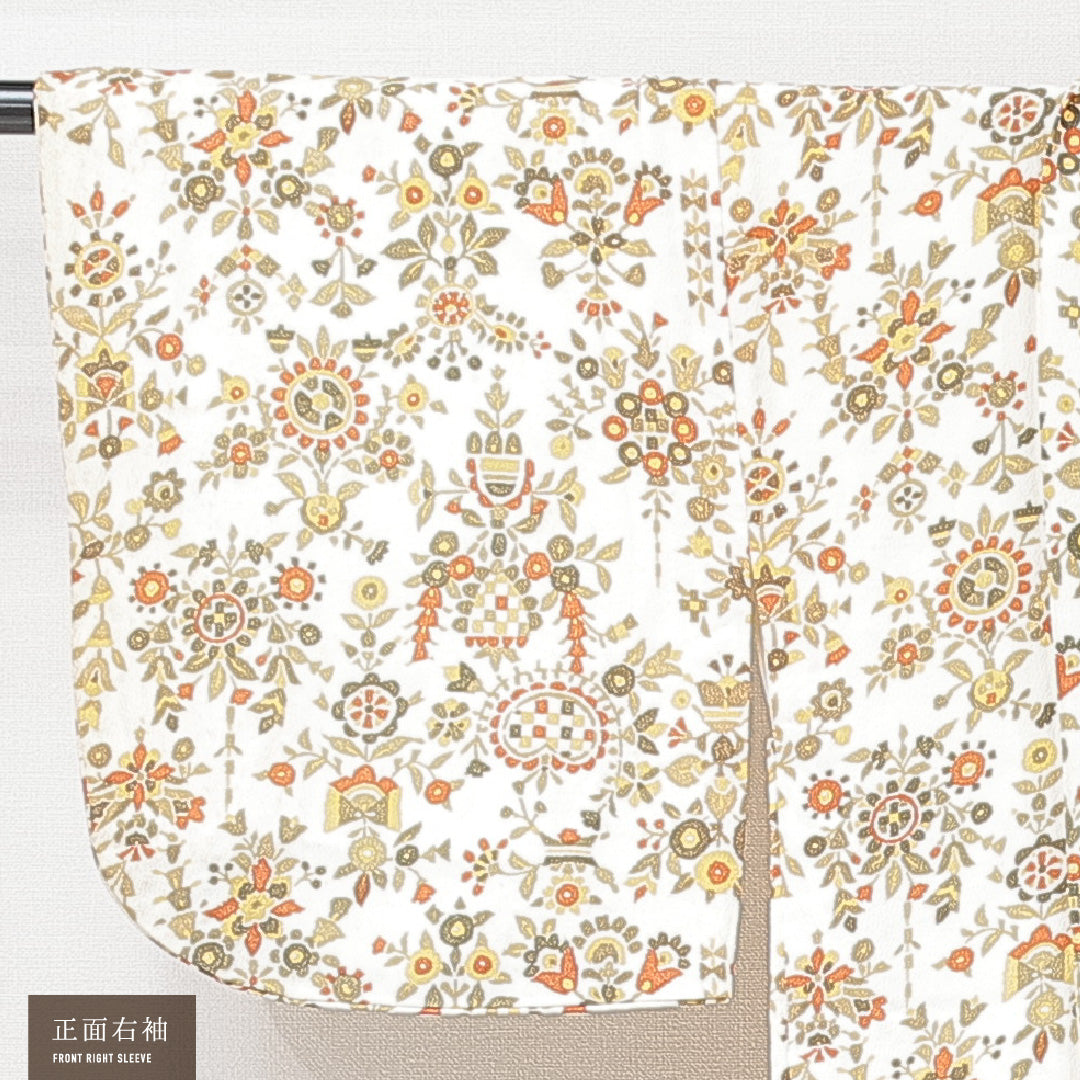 羽織 袷 身丈75cm 裄丈59cm 正絹 Cランク カジュアル Sサイズ 紐あり 創作柄 白系 HP 1232-15259