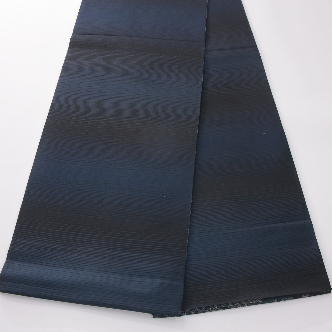 袋帯 帯丈434cm セミフォーマル 全通 帯芯なし Sランク 正絹 流水 藍染和紙織 青系 黒系 1223-02275