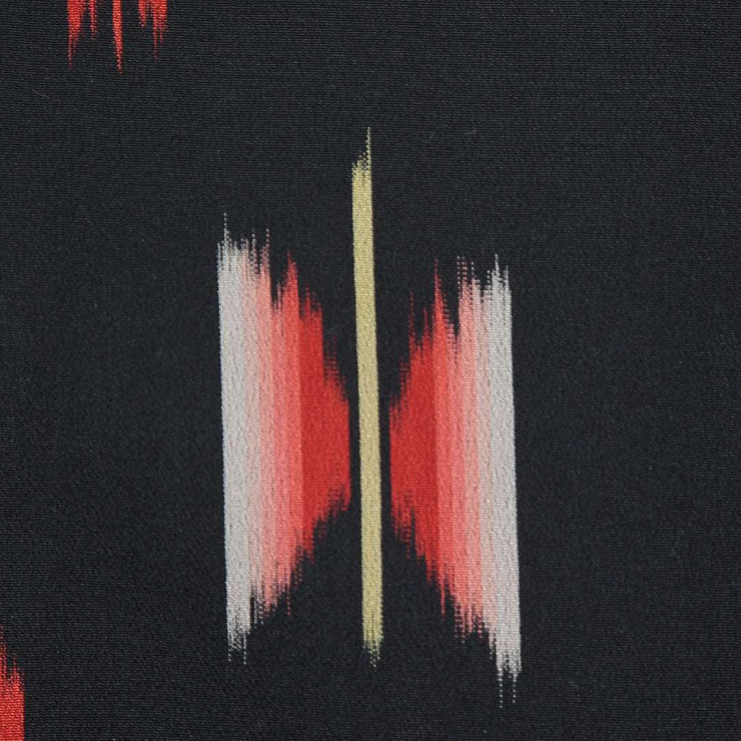 アンティーク お召 袷 身丈155cm 裄丈63cm 正絹 Aランク Mサイズ バチ衿 創作柄 黒系 1265-15968