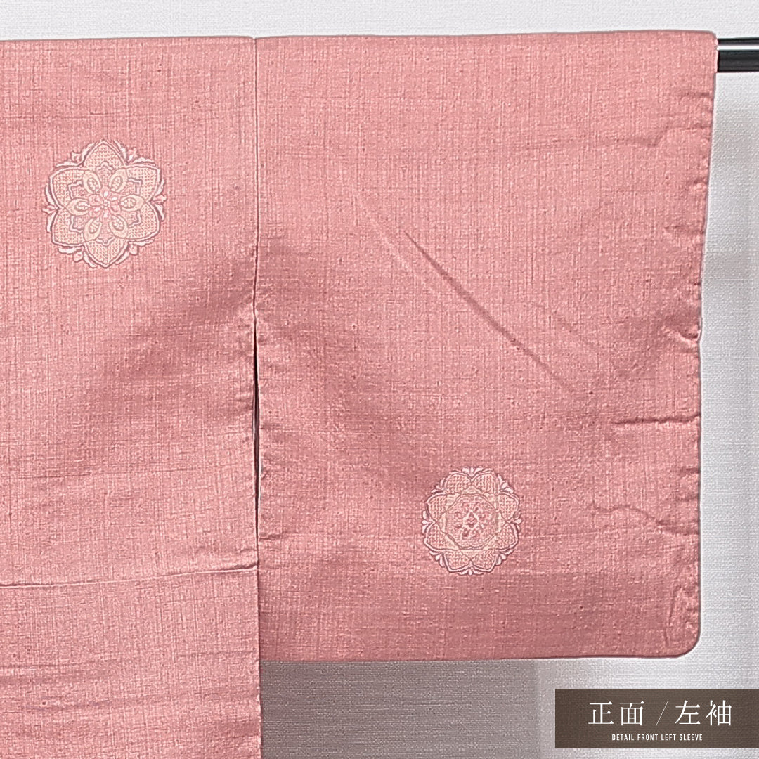 付下げ 袷 身丈151cm 裄丈62cm 正絹 Sランク インフォーマル 広衿 Sサイズ 刺繍 汕頭刺繍 華文 ピンク系 M4 1218-15910