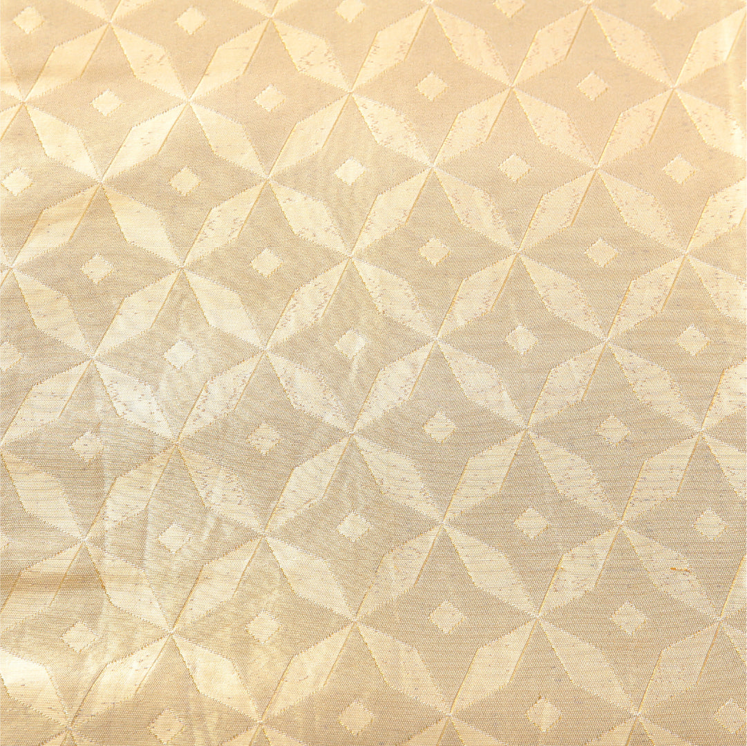 九寸名古屋帯 帯丈392cm カジュアル 開き仕立て 全通 Aランク 正絹 幾何学柄 金系 1224-03831