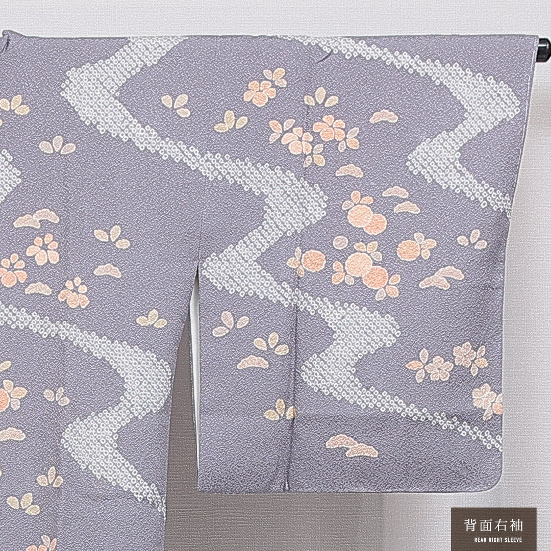 道行コート 袷 身丈80cm 裄丈63cm 正絹 Sランク カジュアル Sサイズ 証紙 創作柄 グレー系 RP 1237-16201
