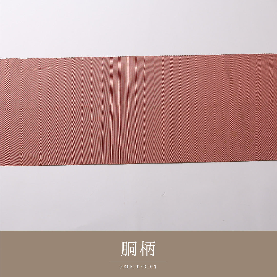 八寸名古屋帯 帯丈348cm カジュアル 開き仕立て 全通 Cランク 正絹 無地 ピンク系 1224-02891