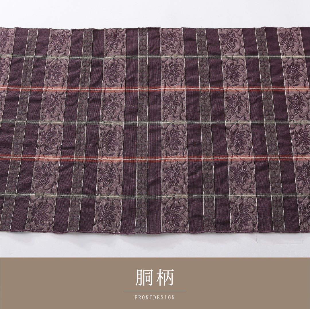 八寸名古屋帯 帯丈306cm カジュアル 開き仕立て 全通 Aランク 正絹 ふくれ織 唐華 紫系 1224-03921