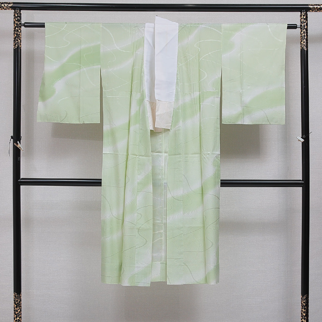 長襦袢 無双袖 身丈127cm 裄丈62cm 正絹 Aランク Mサイズ 流水 緑系 HP 1239-16483