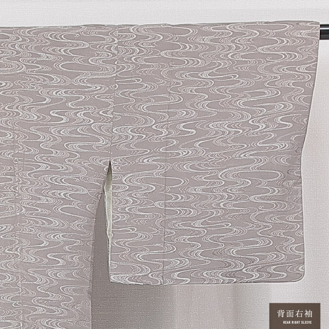 道行コート 袷 身丈77cm 裄丈61cm 正絹 Sランク Sサイズ フォーマル 流水 グレー系 1263-15133