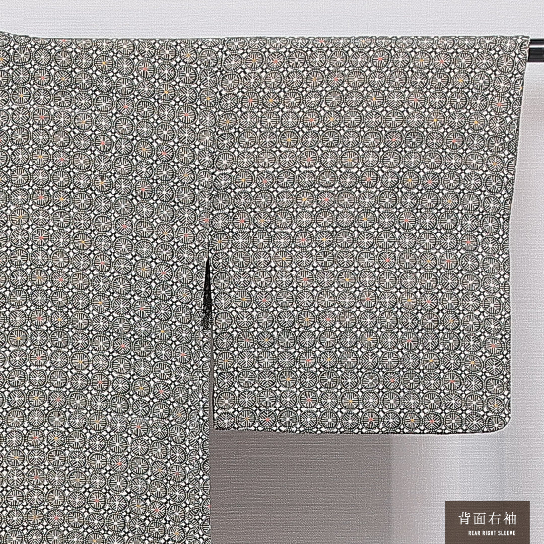 羽織 袷 身丈82cm 裄丈63cm 正絹 Aランク カジュアル Sサイズ 紐あり 創作柄 緑系 RP 1232-16195