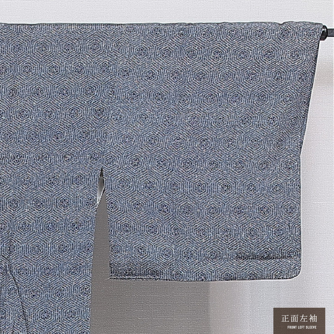 道行コート 洗える着物 袷 身丈83cm 裄丈65cm ポリエステル Sランク Mサイズ セミフォーマル 幾何学柄 グレー系 1263-16867