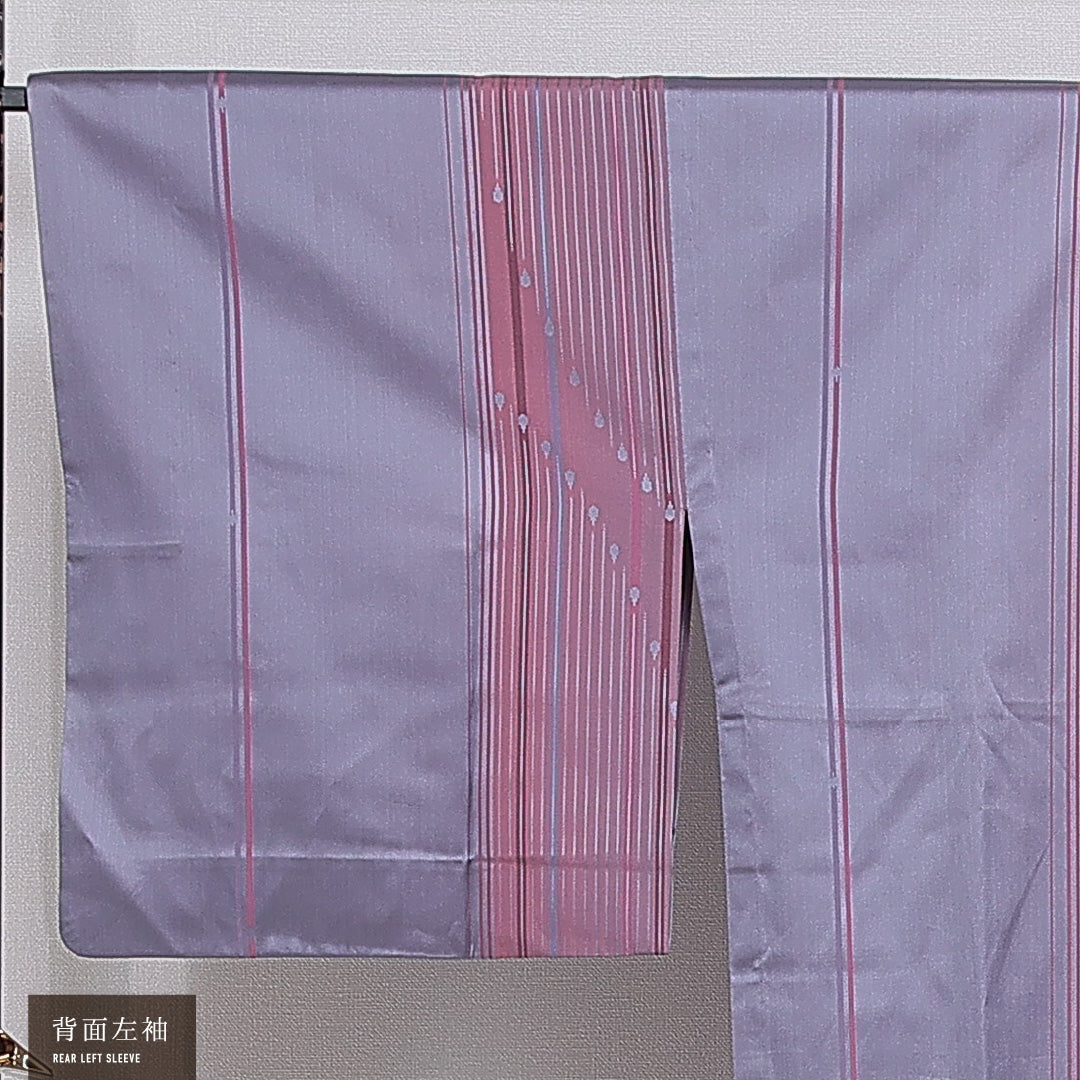 道行コート 単衣 身丈138cm 裄丈67cm 正絹 Aランク セミフォーマル Mサイズ ポケットあり 創作柄 紫系 RP 1237-16166