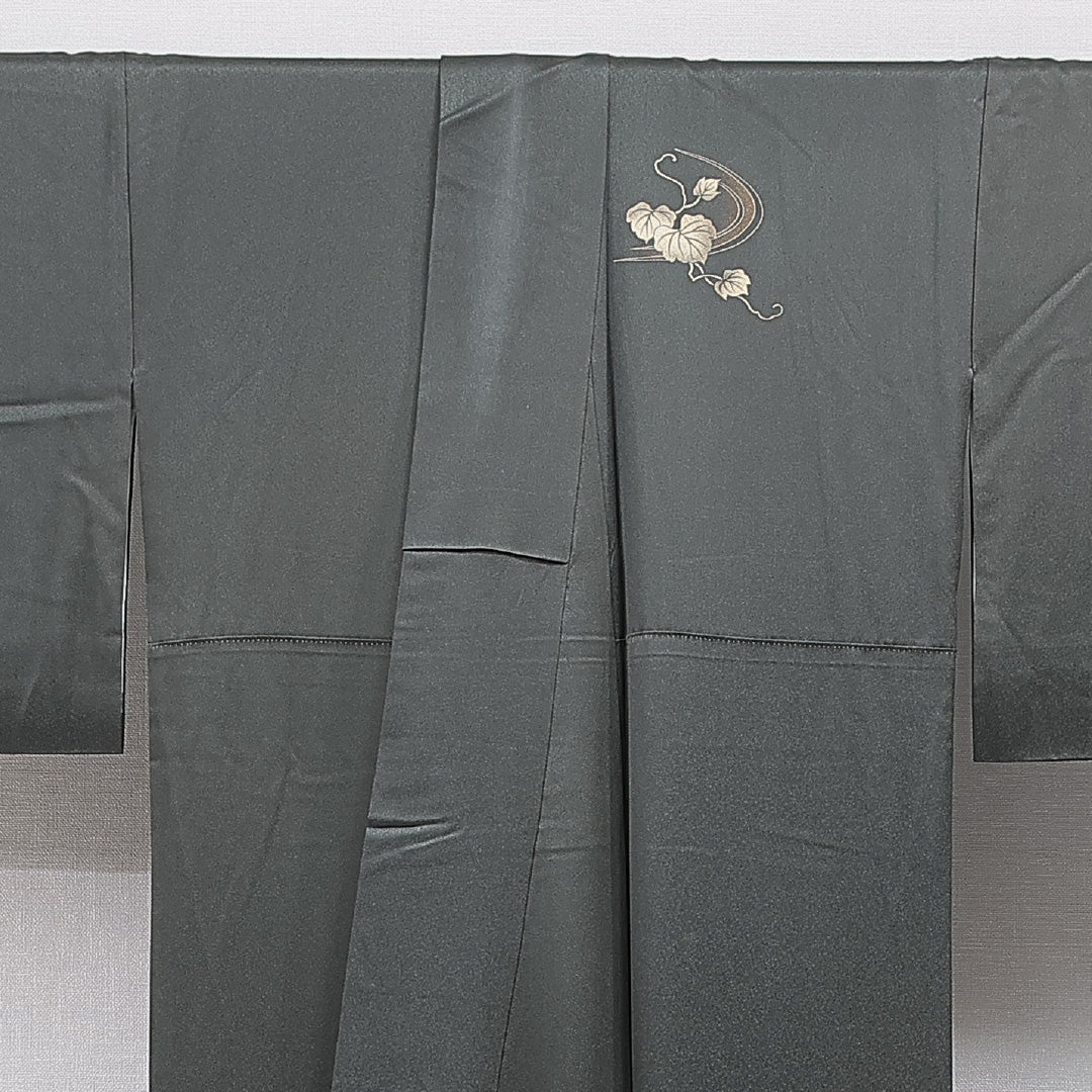 付下げ 袷 身丈166cm 裄丈69cm 正絹 Sランク インフォーマル 広衿 XLサイズ 鶴 葡萄 上品 落ち着き 緑系 M4 1218-15499
