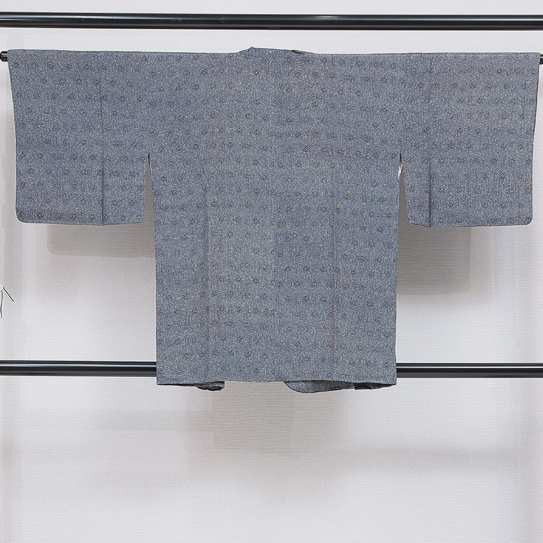 道行コート 洗える着物 袷 身丈83cm 裄丈65cm ポリエステル Sランク Mサイズ セミフォーマル 幾何学柄 グレー系 1263-16867