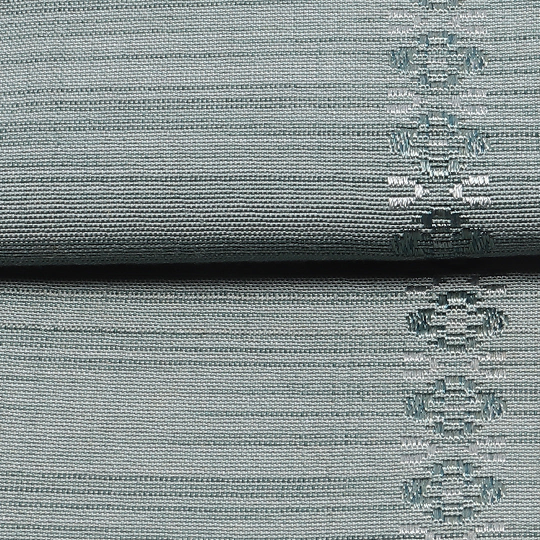 半幅帯（紬） 帯丈328cm カジュアル 小袋帯 全通 Cランク 正絹 創作柄 緑系 1225-00622