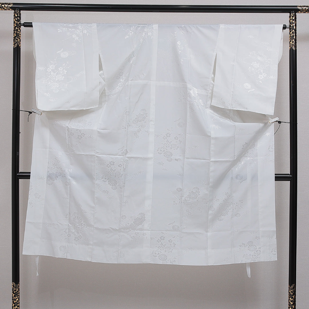洗える着物 長襦袢 無双袖 身丈132cm 裄丈31cm ポリエステル Sランク XLサイズ 菊 白系 RP 1239-16618
