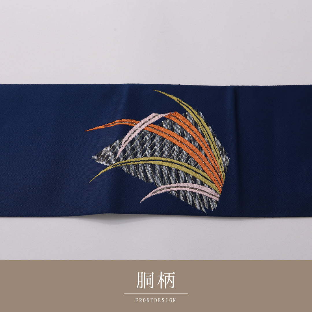 八寸名古屋帯 Sランク 帯丈342cm 正絹 ポイント柄 名古屋仕立て 織り インフォーマル 蘭 深い青系 M4 1245-03221