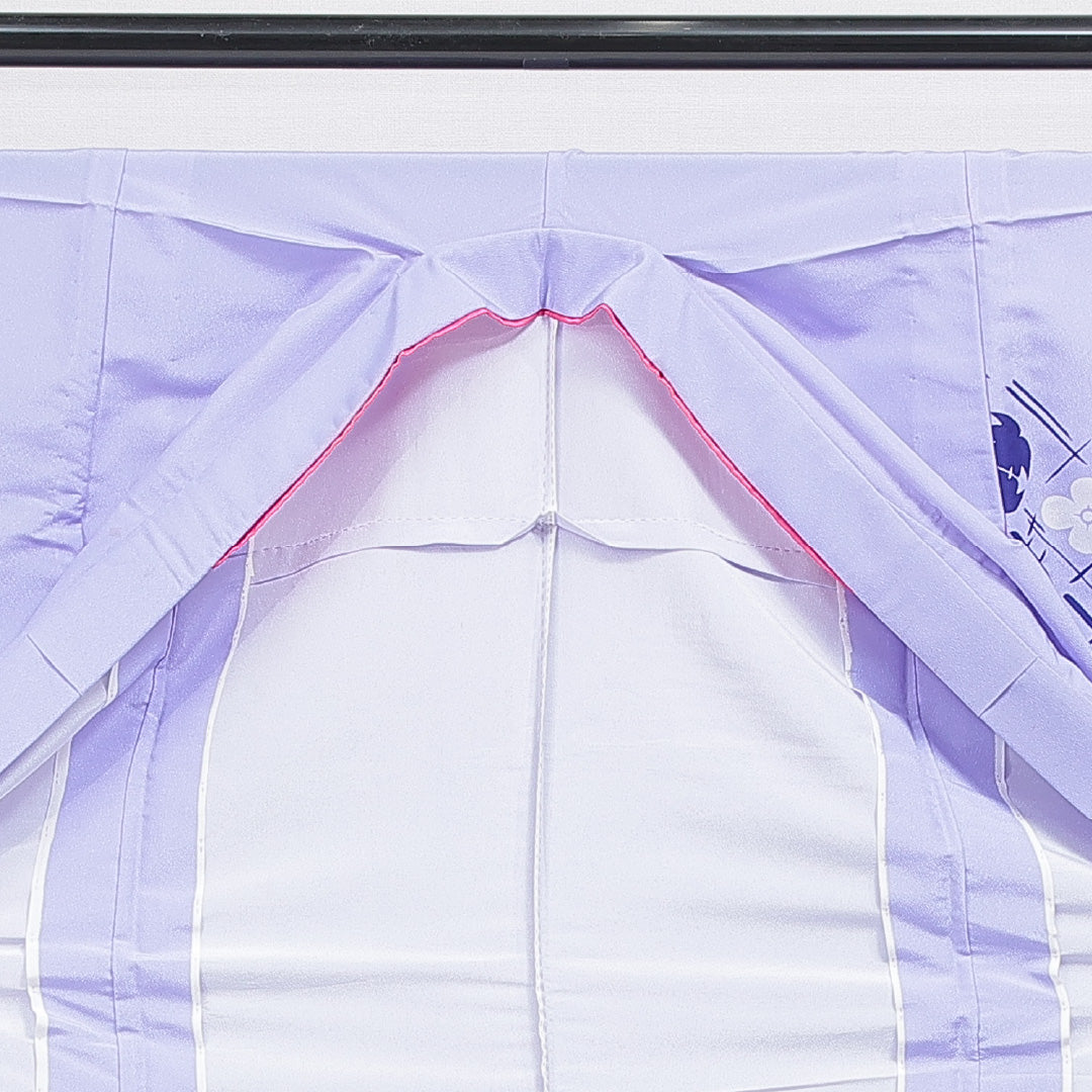 付下げ 洗える着物 単衣 身丈161cm 裄丈63cm ポリエステル Cランク Lサイズ バチ衿 インフォーマル 花柄 創作柄 紫系 1261-16301