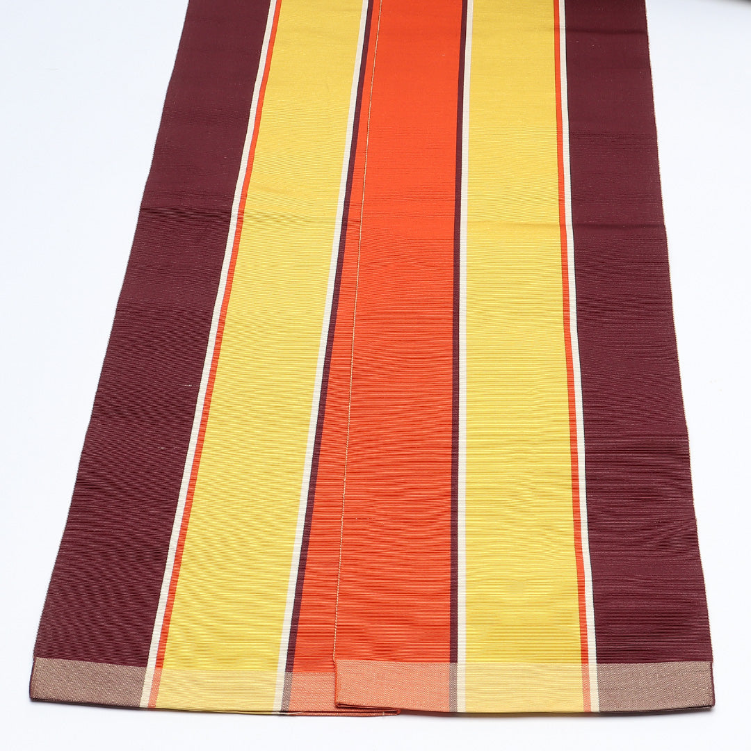 半幅帯 帯丈320cm カジュアル 単衣帯 全通 Sランク 正絹 縞 多色系 1225-00640