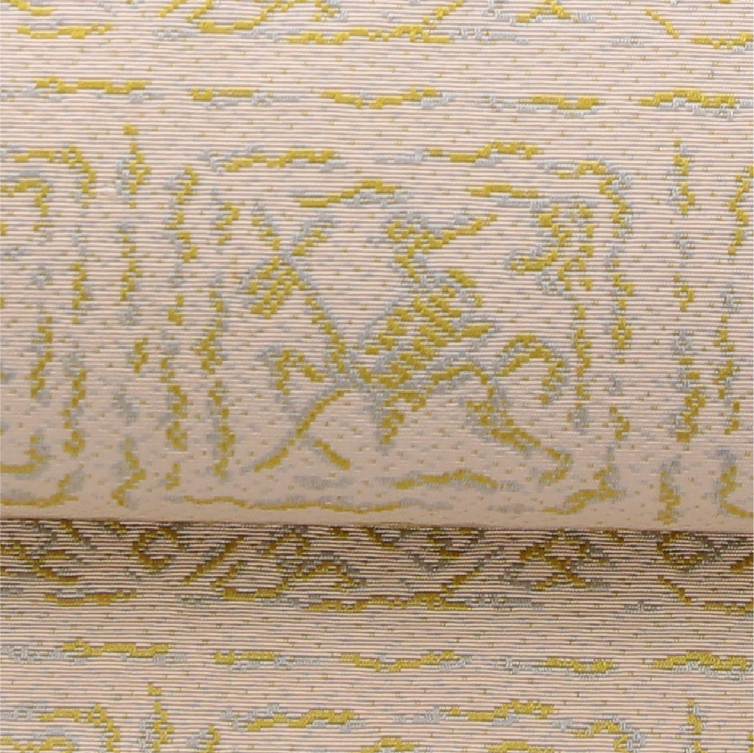 九寸名古屋帯 帯丈368cm カジュアル 開き仕立て 全通 未仕立て Cランク 正絹 丸文 ピンク系 1224-03983