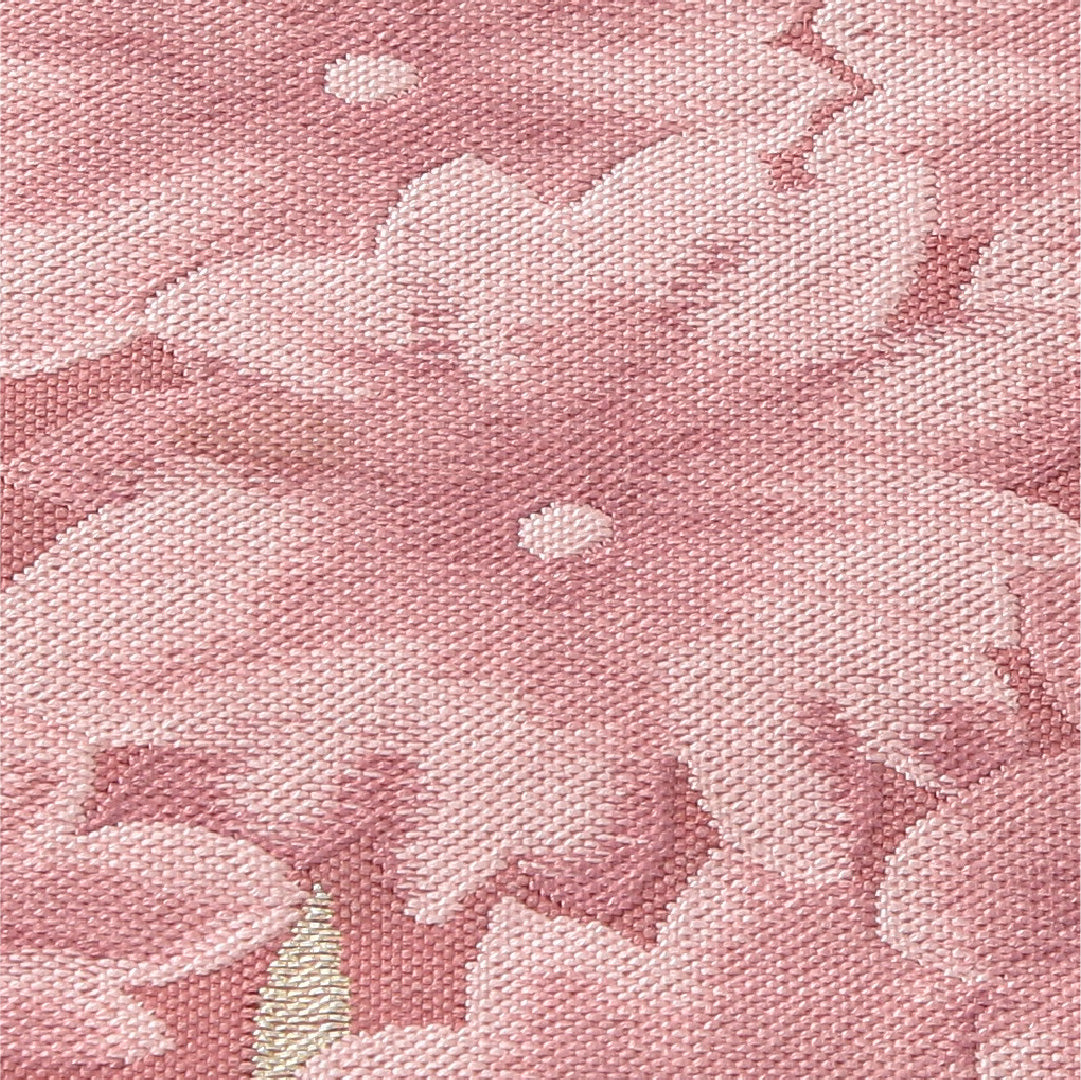 八寸名古屋帯 帯丈357cm カジュアル 松葉仕立て ポイント柄 Cランク 正絹 花柄 ピンク系 1224-04169