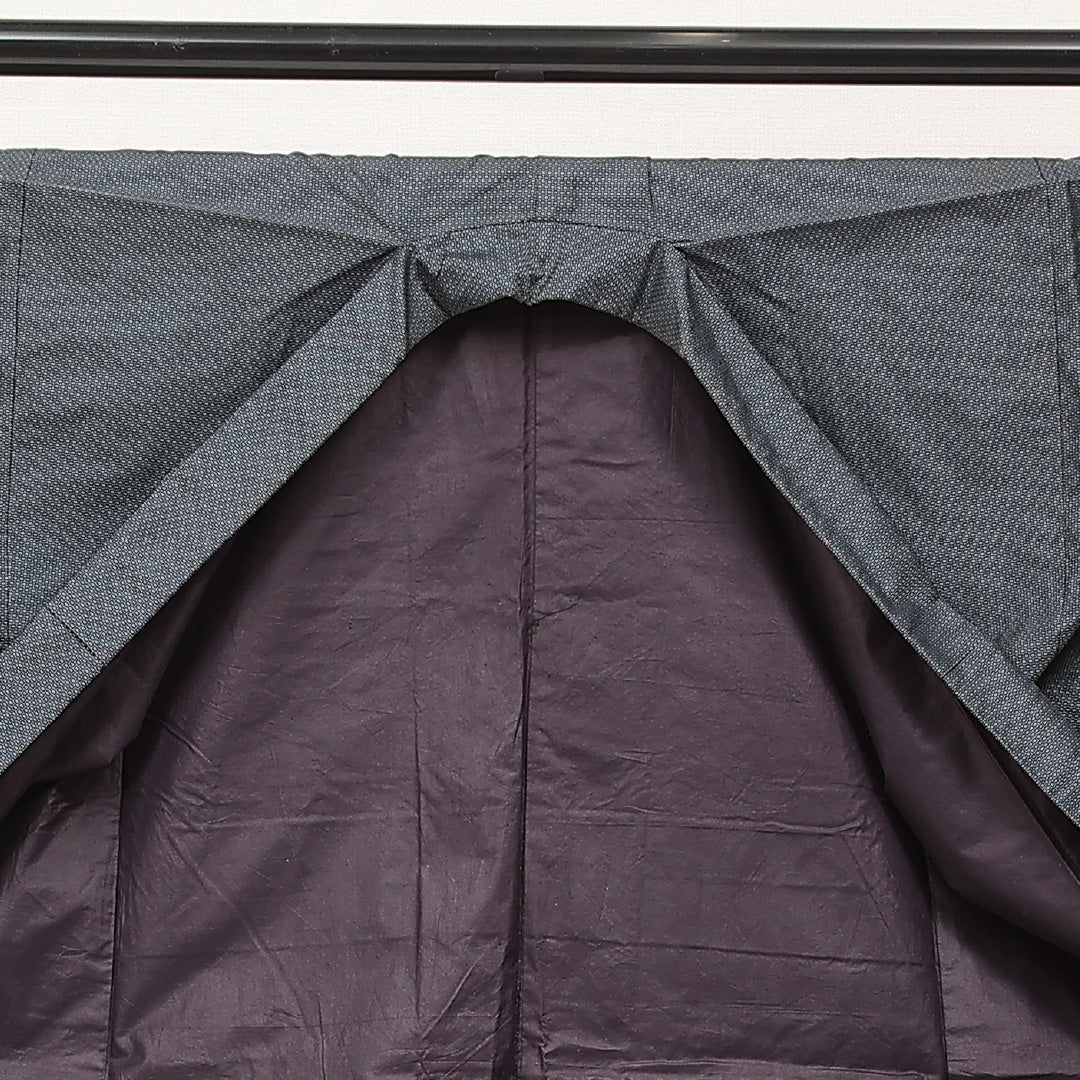男着物 袷 身丈143cm 裄丈68cm 正絹 Cランク カジュアル 棒衿 Mサイズ 亀甲 紺系 LP 1224-16886