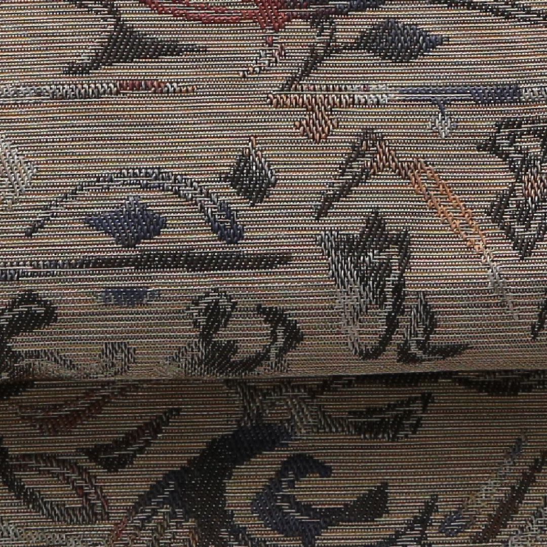 八寸名古屋帯 帯丈357cm カジュアル 名古屋仕立て 六通 帯芯なし Cランク 正絹 創作柄 ベージュ系 1224-03541