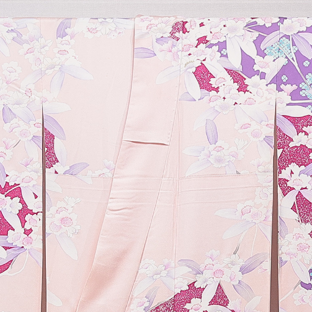 振袖 袷 身丈163cm 裄丈65cm フォーマル Aランク Lサイズ 正絹 広衿 桜 1213-F0731