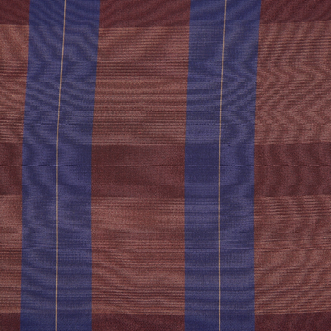 アンティーク 小紋 袷 身丈155cm 裄丈63cm 正絹 Dランク Mサイズ 広衿 格子 茶系 青系 1215-15576