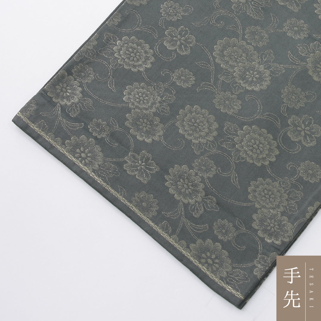 袋帯 帯丈420cm セミフォーマル 六通 帯芯なし Aランク 正絹 唐菊 緑系 1223-02248