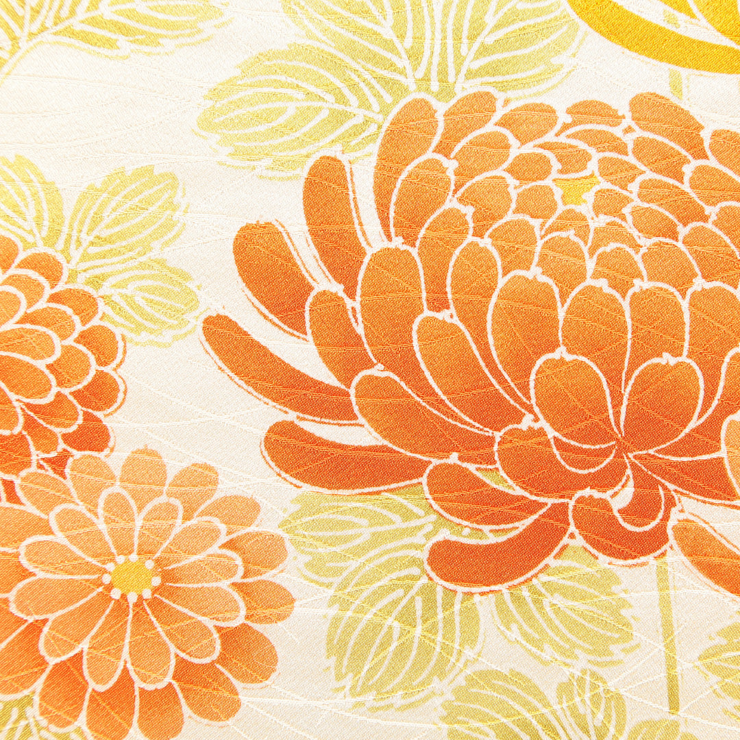 付下げ 洗える着物 袷 身丈161cm 裄丈65cm ポリエステル Aランク Lサイズ 広衿 インフォーマル 菊 小紋 クリーム系 1261-16876