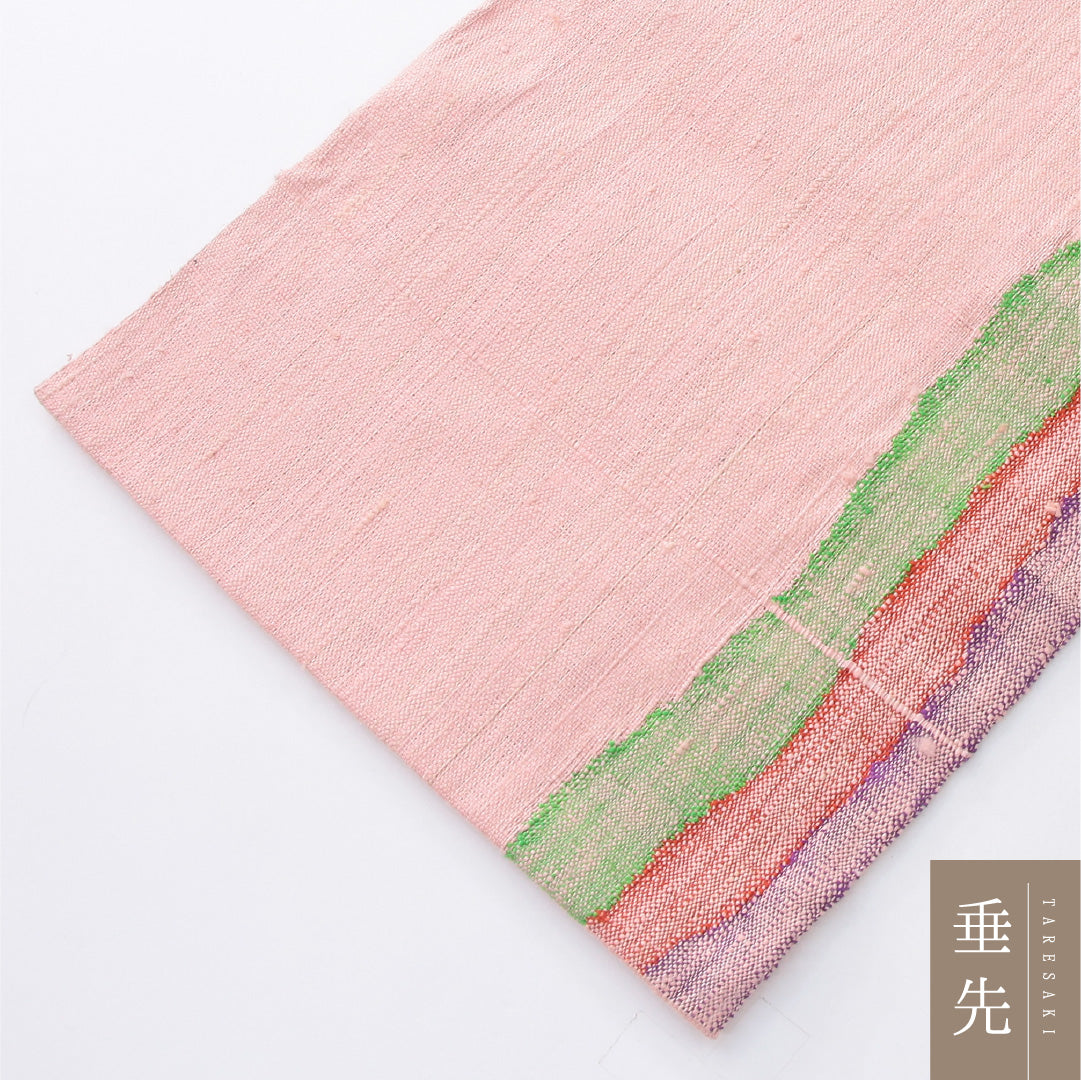 八寸名古屋帯 Aランク 帯丈364cm 正絹 ポイント柄 松葉仕立て 織り カジュアル 紬 創作柄 ピンク系 RP 1245-04067