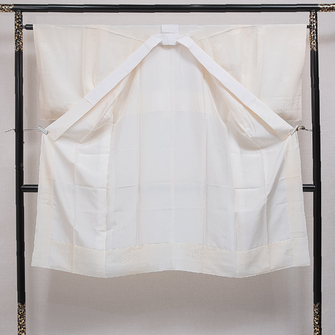 長襦袢 無双袖 身丈127cm 裄丈64cm 正絹 Sランク Mサイズ 花菱亀甲 クリーム系 RP 1239-16567