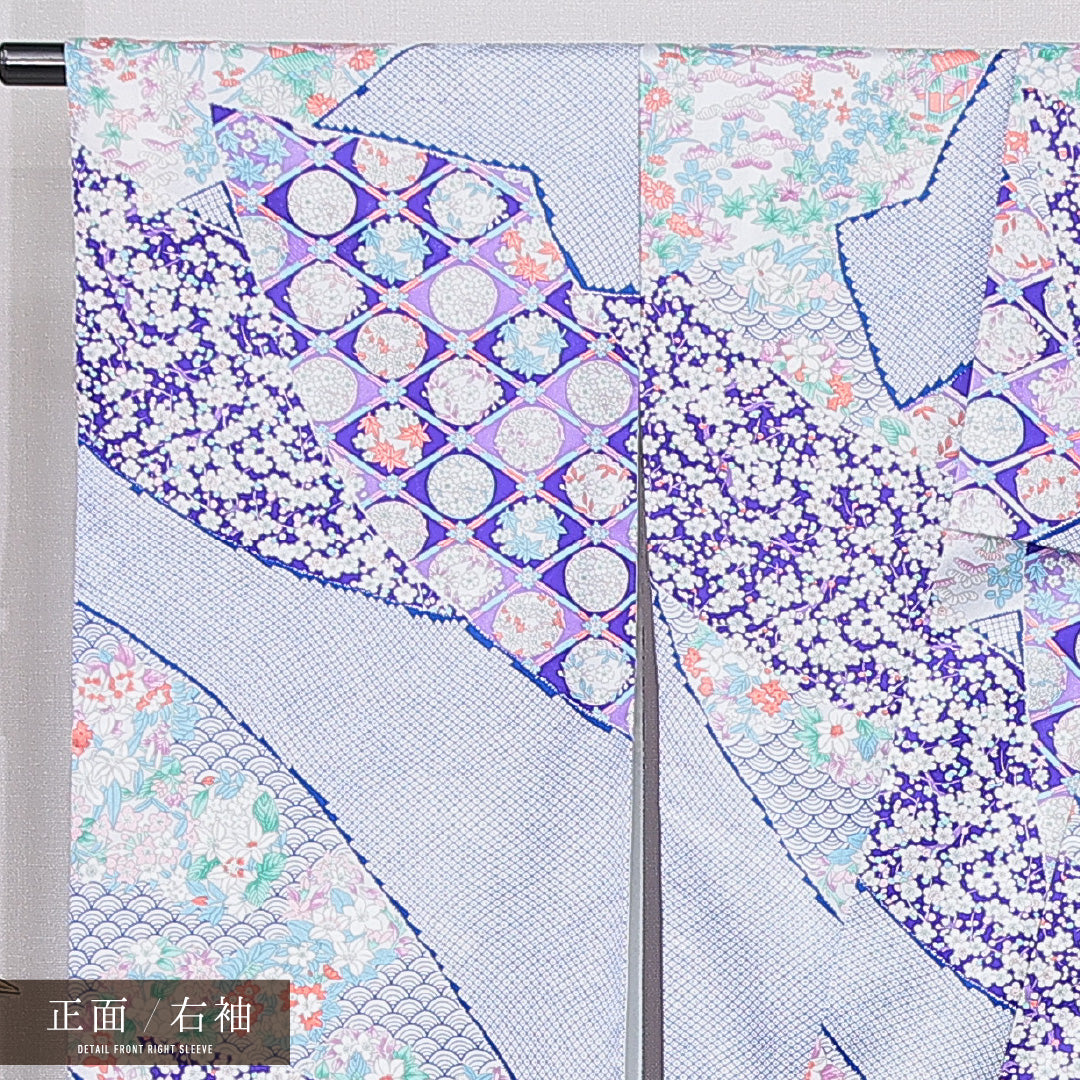 振袖 袷 身丈164cm 裄丈65cm フォーマル Sランク Lサイズ 正絹 広衿 菱 紅葉 1213-F0663