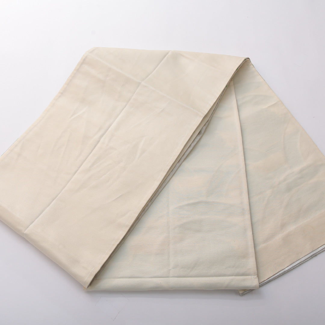 袋帯 帯丈426cm 正絹 六通 未仕立て 帯芯なし 青海波 菊 吉祥文様 銀系 1243-02008