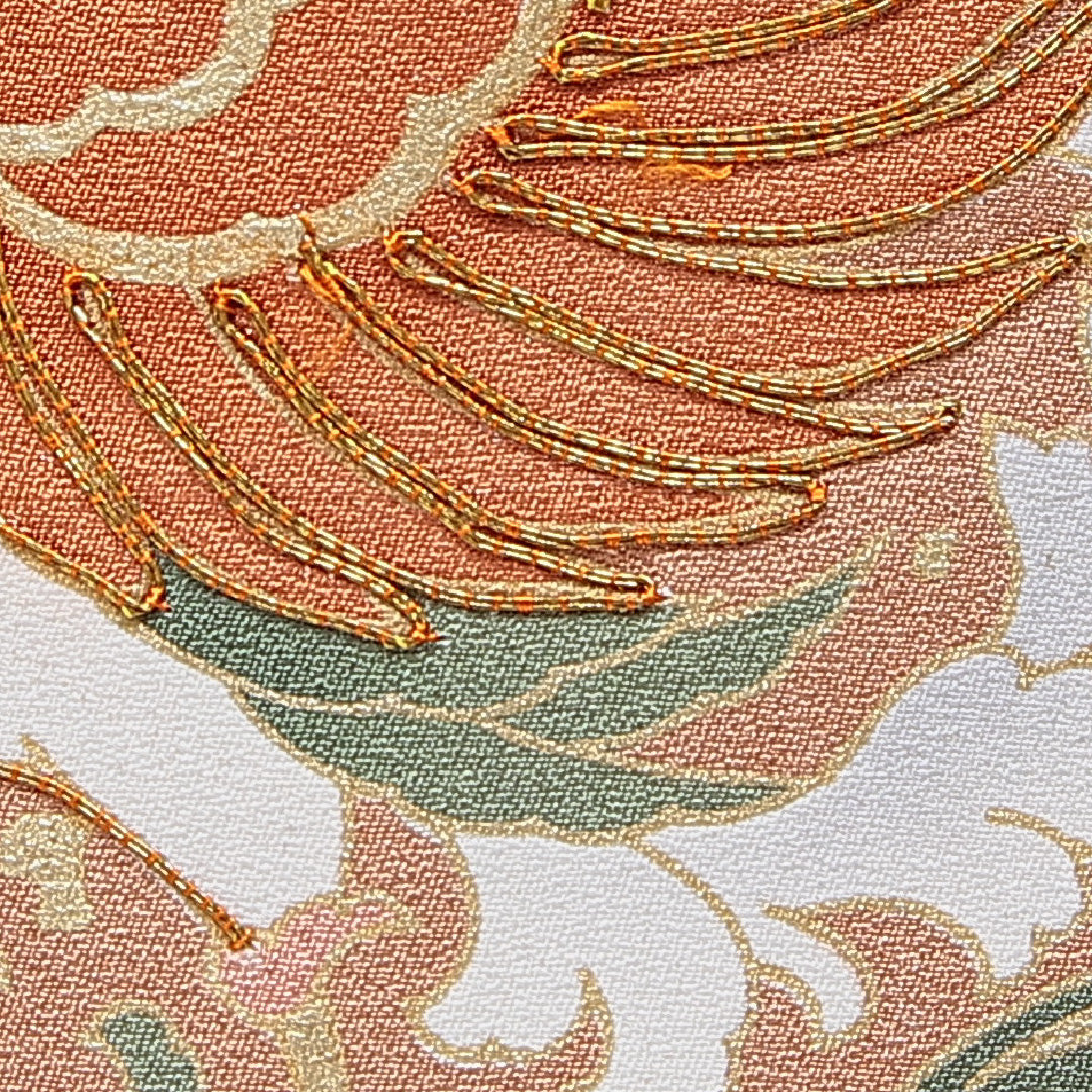 色留袖 袷 身丈163cm 裄丈65cm 三つ紋 藤輪に剣片喰 フォーマル Sランク Lサイズ 正絹 比翼仕立て 広衿 鳳凰 牡丹 1211-F0725