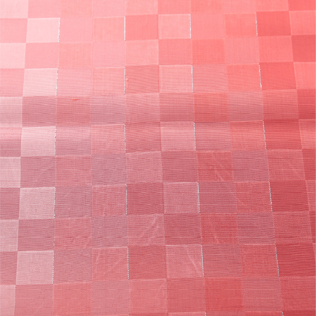 八寸名古屋帯 帯丈376cm カジュアル 開き仕立て 全通 Cランク 正絹 市松 ピンク系 1224-03793