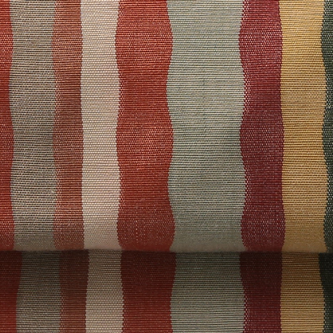 九寸名古屋帯 帯丈349cm カジュアル 名古屋仕立て 全通 Bランク 正絹 縞 多色系 1224-03825