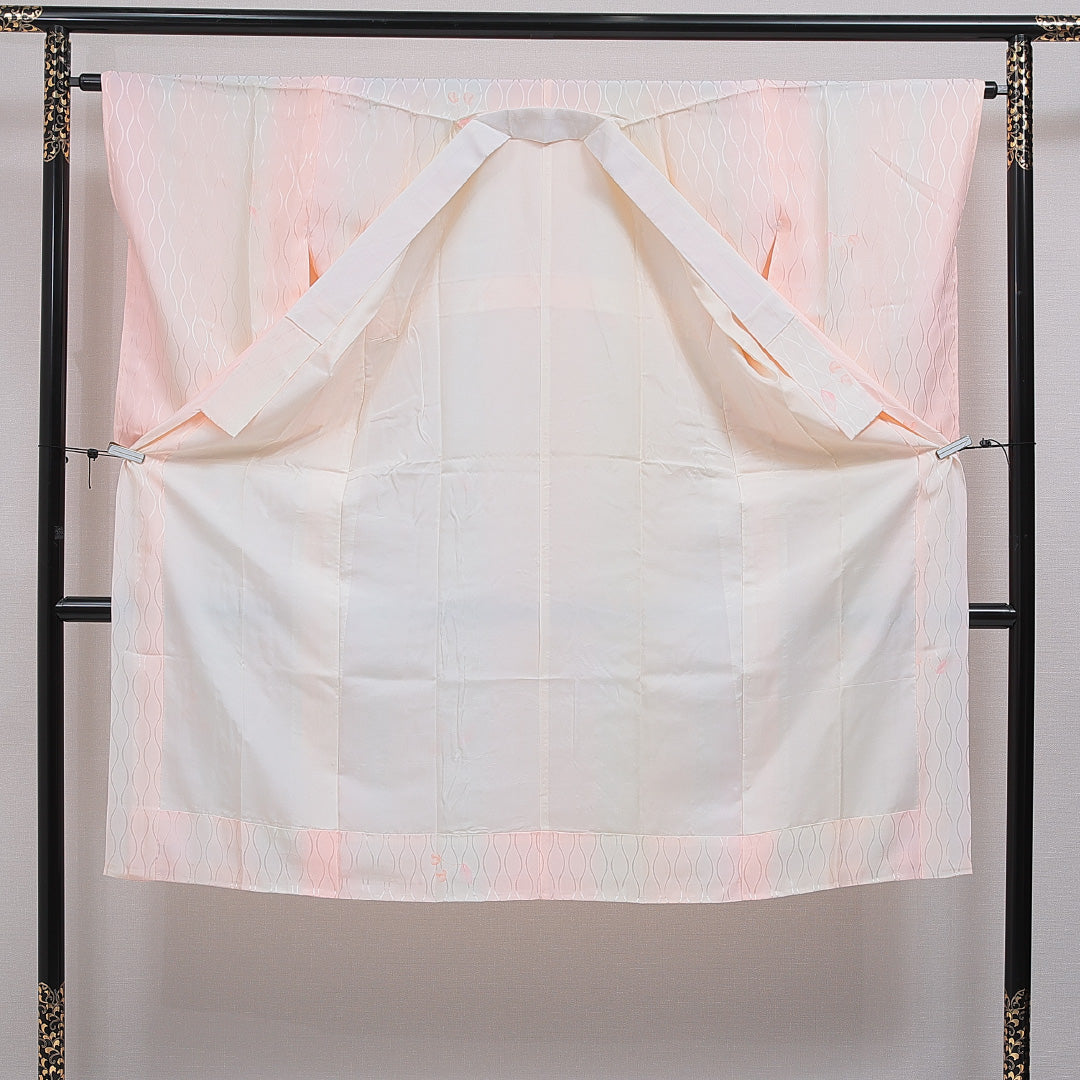 長襦袢 無双袖 身丈127cm 裄丈63cm 正絹 Sランク Mサイズ 立涌 ピンク系 RP 1239-16581