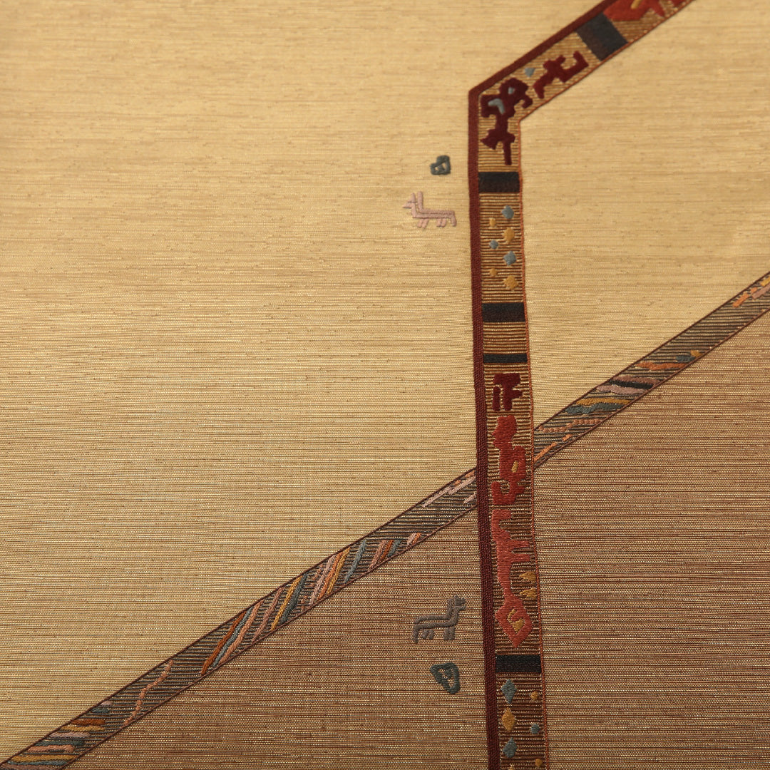 袋帯 帯丈472cm セミフォーマル ポイント柄 Aランク 正絹 幾何学柄 金系 1223-02072